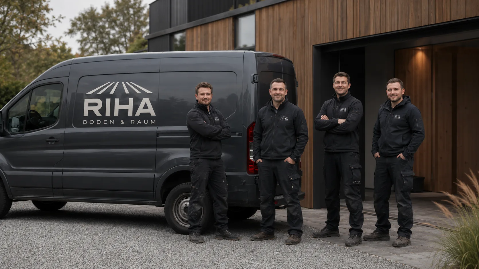 Das RIHA-Team vor dem Firmentransporter